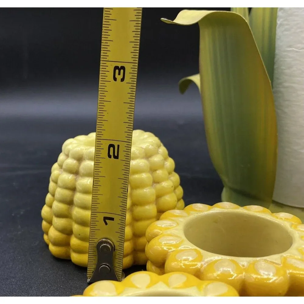 Yellow Corn On The Cob 6 Napkin Rings Candle Holder Napkin Holder Set Vintage